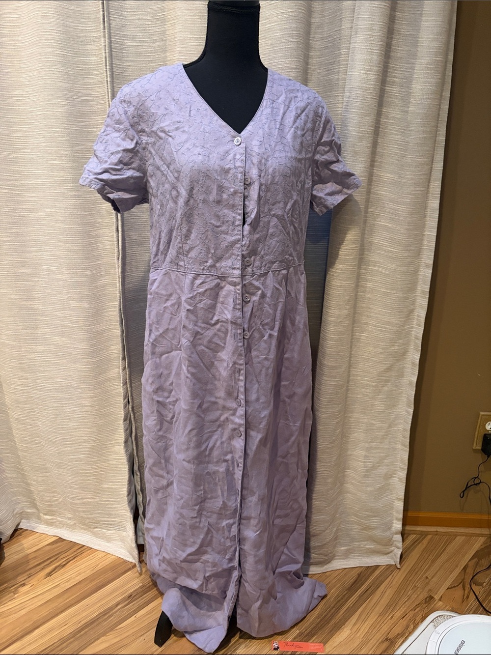 Eddie Bauer Lavender Button-Front Maxi Dress
